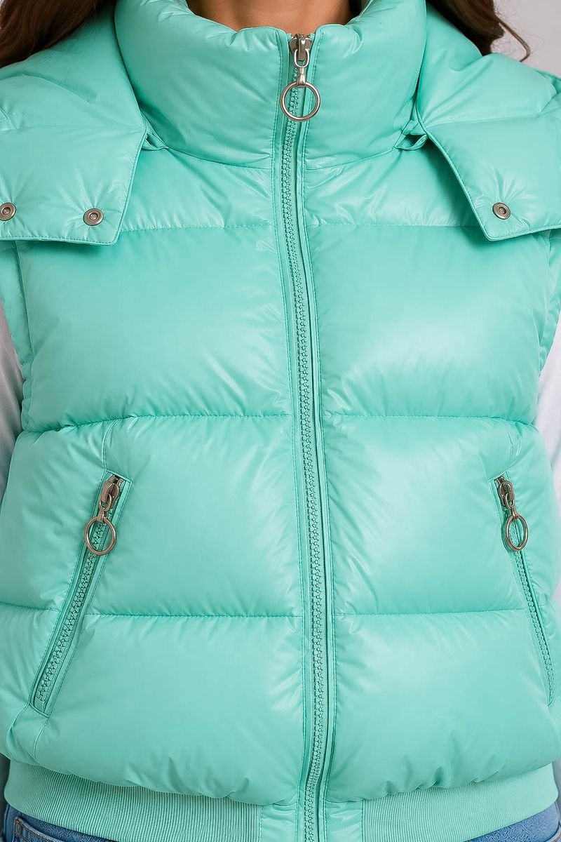 Women's solid-colored vest, mint color, 244R24-28