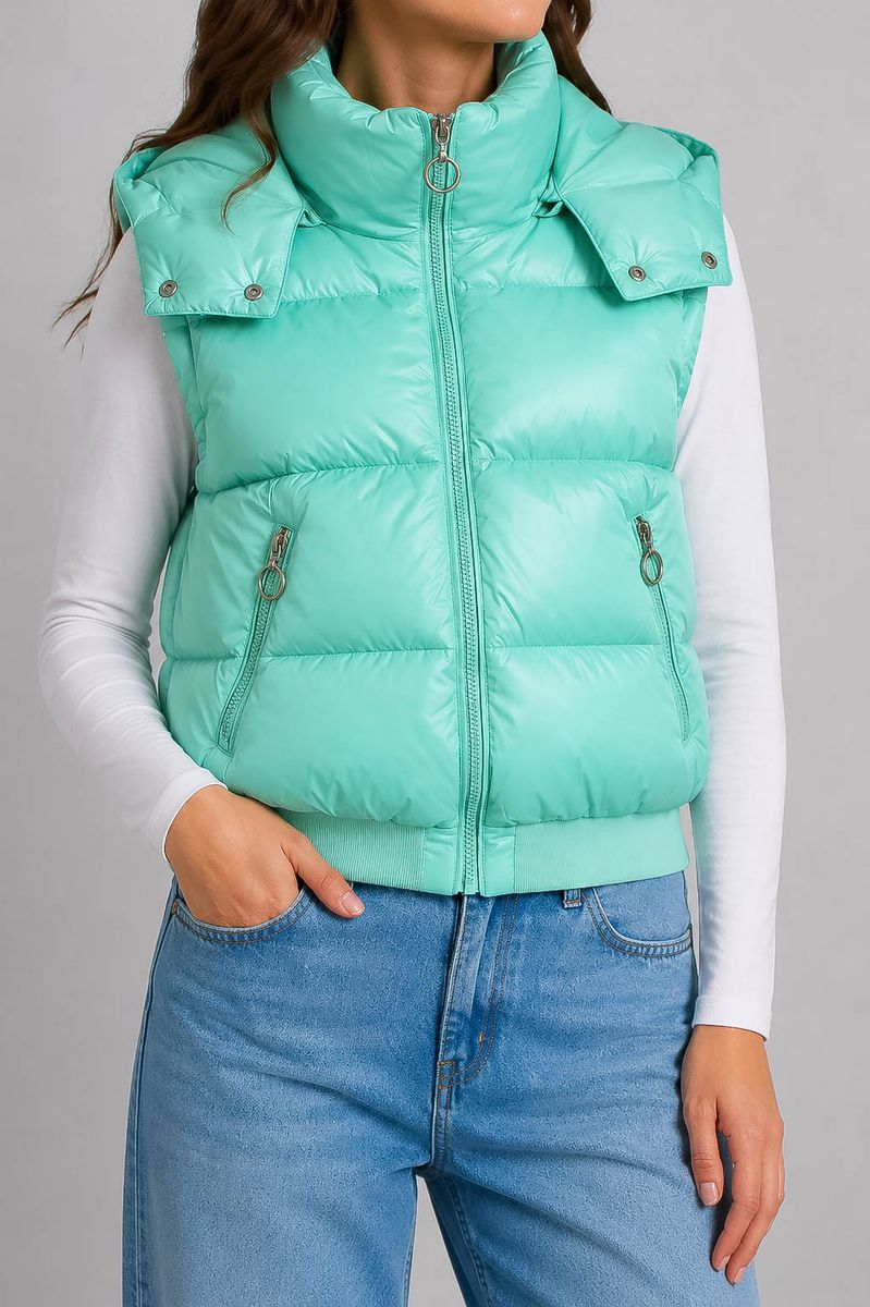 Women's solid-colored vest, mint color, 244R24-28