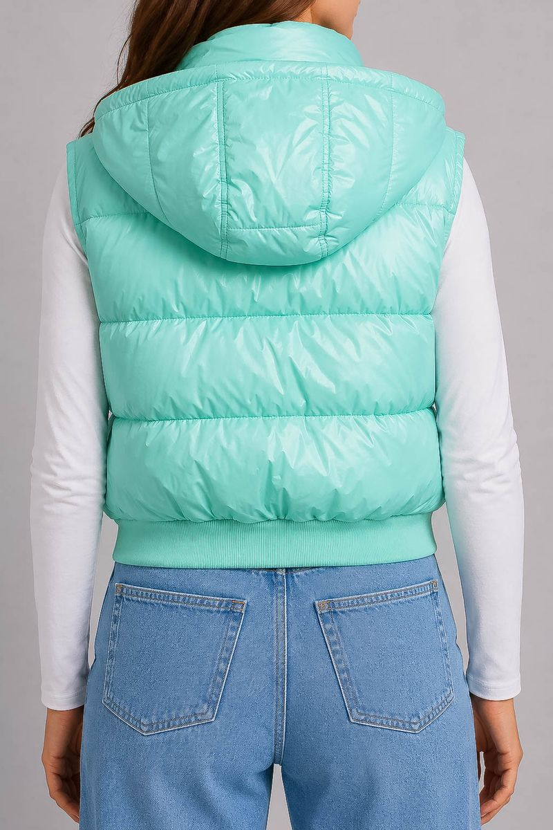 Women's solid-colored vest, mint color, 244R24-28