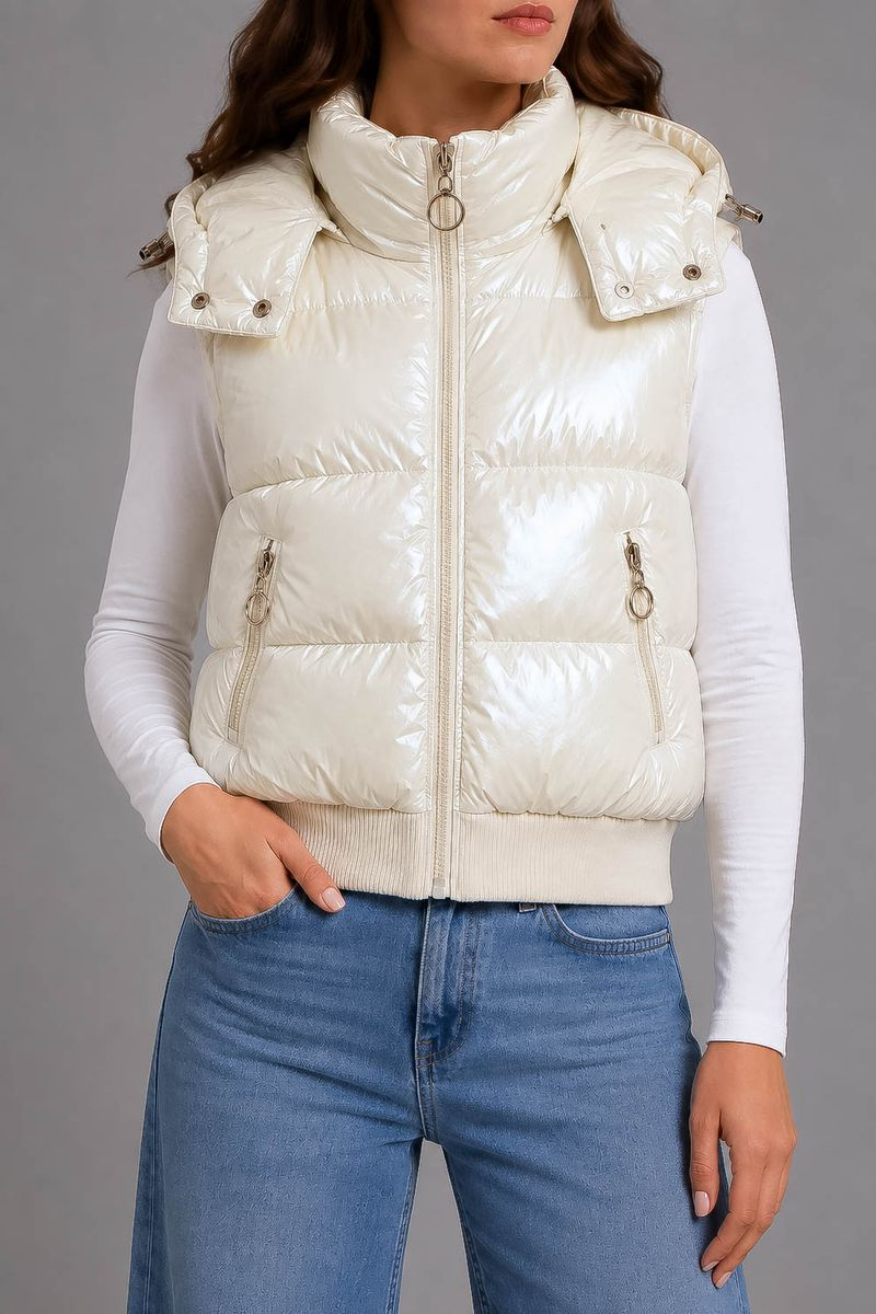 Women's solid-colored vest, milk color, 244R24-28