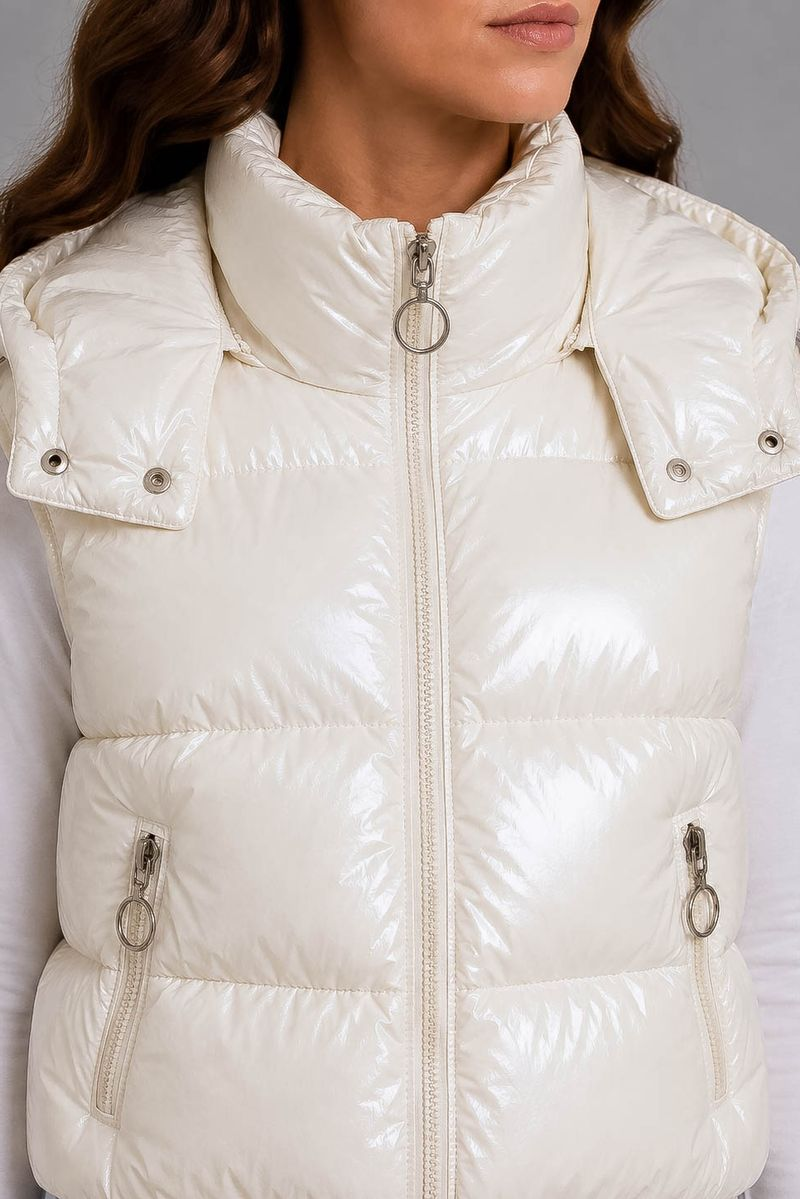 Women's solid-colored vest, milk color, 244R24-28