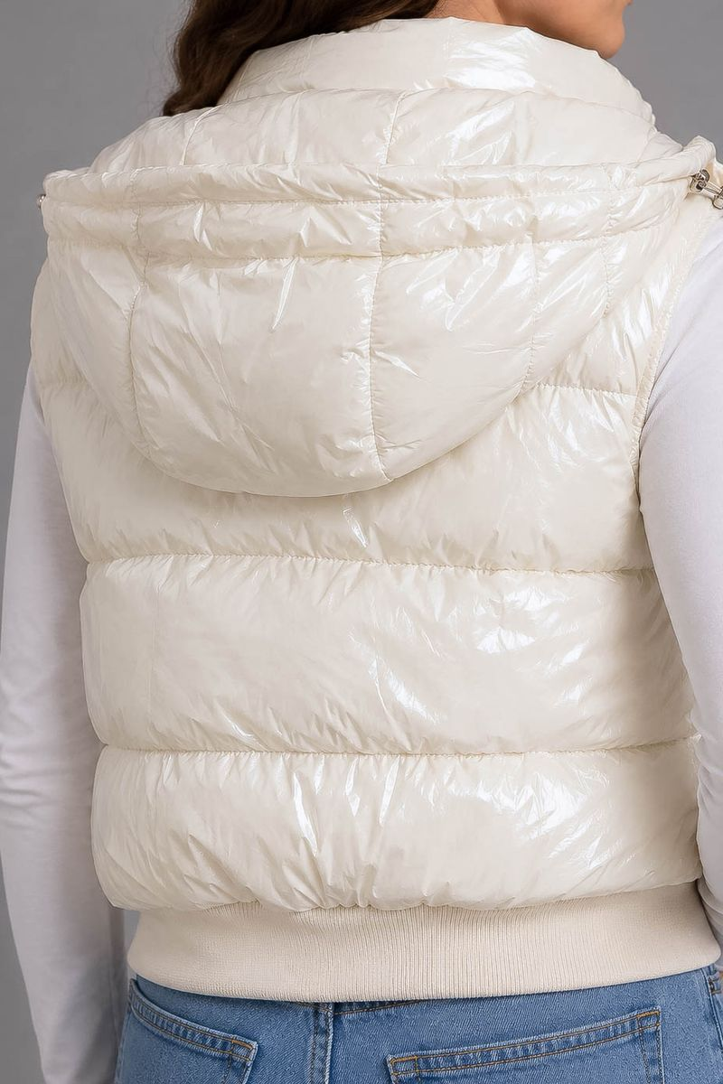 Women's solid-colored vest, milk color, 244R24-28