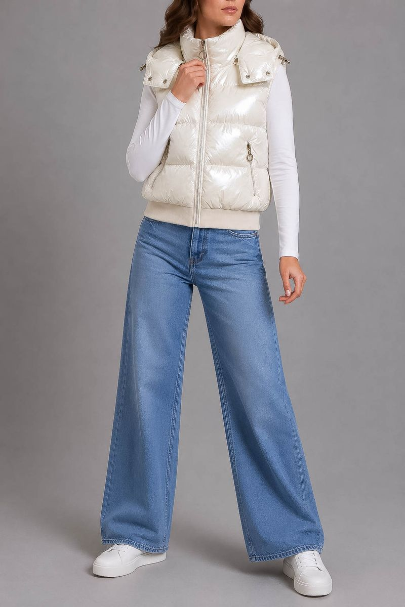 Women's solid-colored vest, milk color, 244R24-28