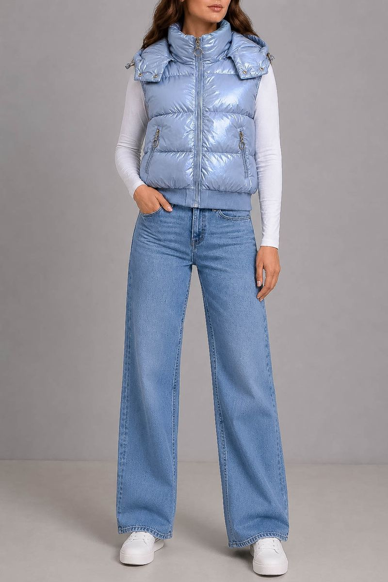Women's solid vest, light blue color, 244R24-28