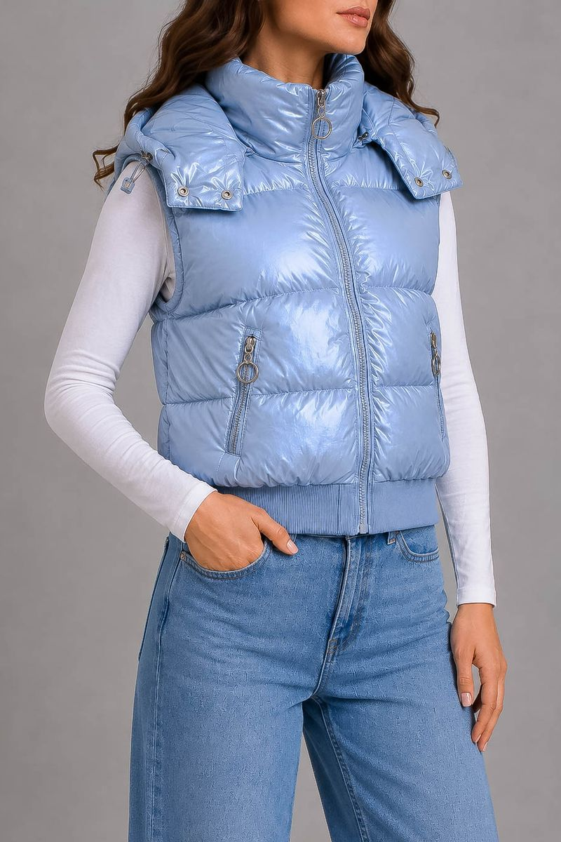 Women's solid vest, light blue color, 244R24-28