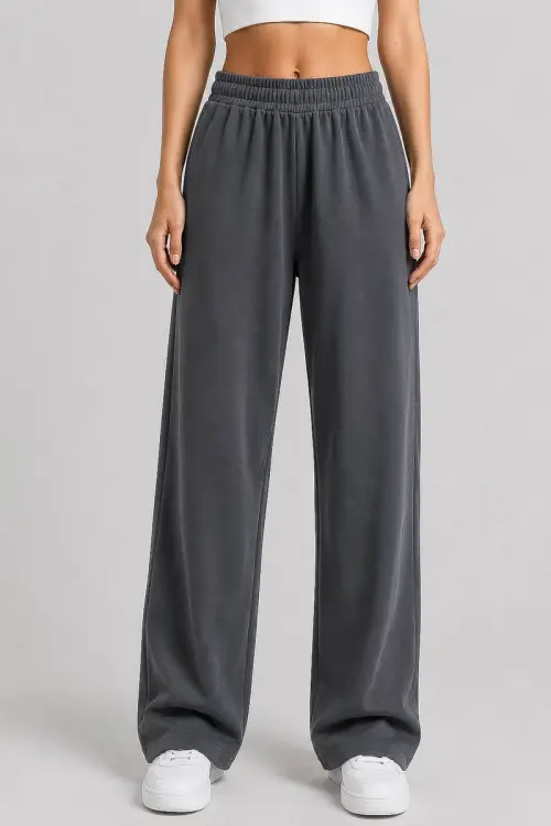 Women's solid color sports pants, gray color, 257R637