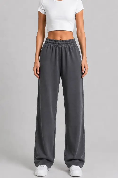 Women's solid color sports pants, gray color, 257R637