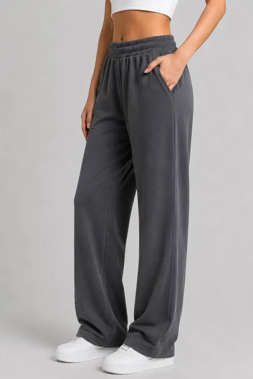 Women's solid color sports pants, gray color, 257R637