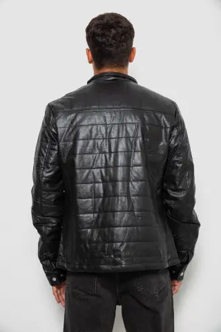 Men's Solid Eco-Leather Jacket, Black Color, 214R810-5