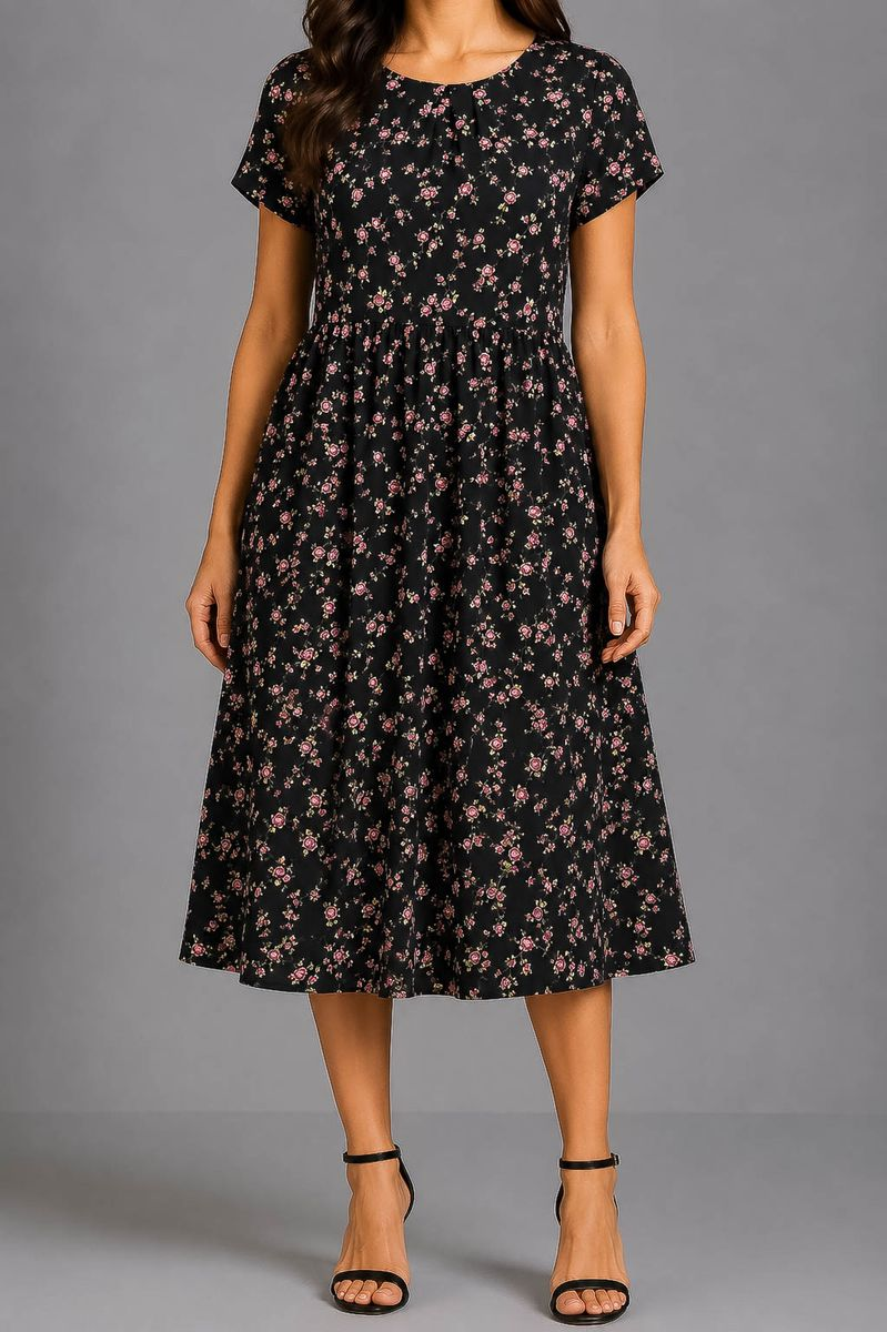 Women's Dress with Print, Black Color, 214R209-6