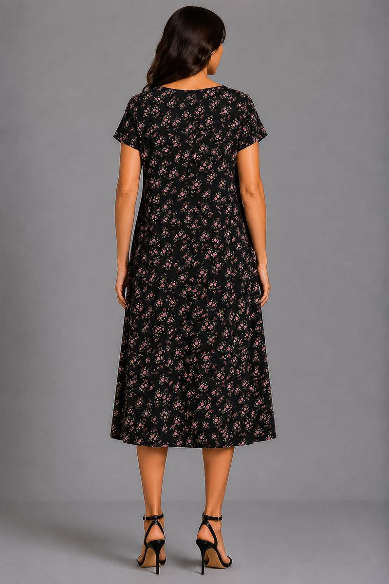 Women's Dress with Print, Black Color, 214R209-6