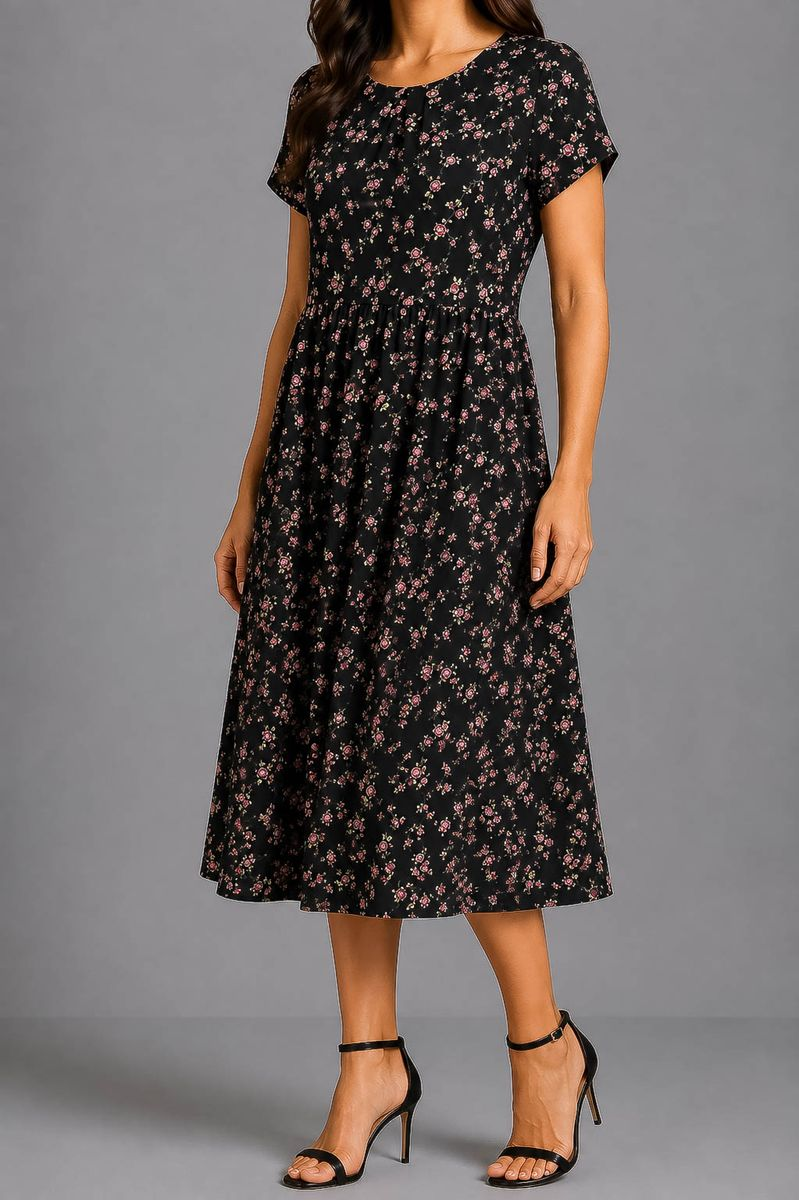 Women's Dress with Print, Black Color, 214R209-6