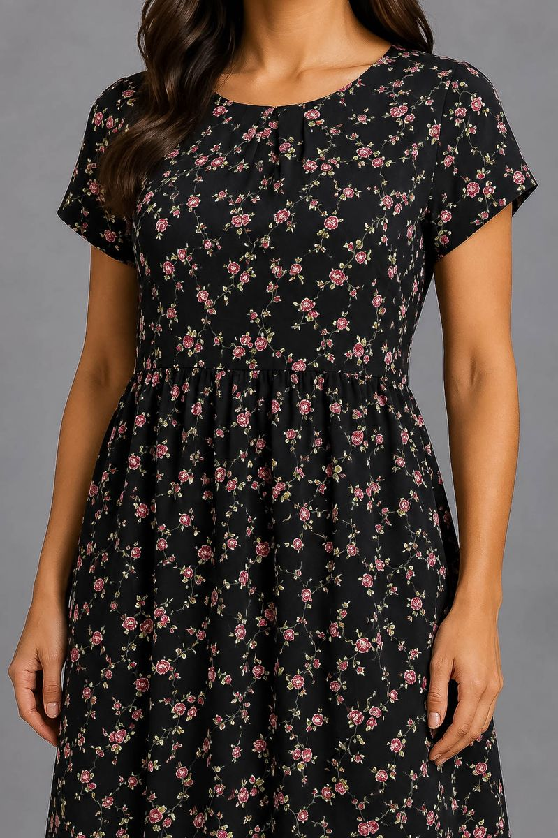 Women's Dress with Print, Black Color, 214R209-6