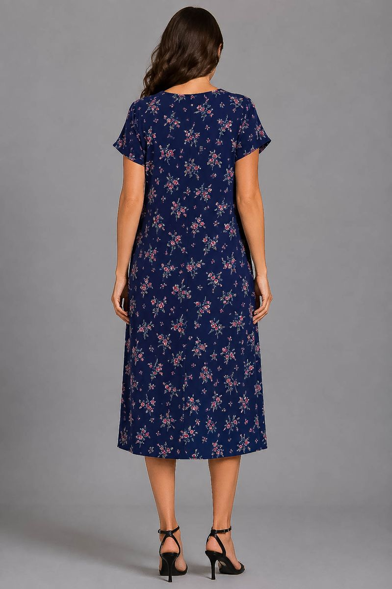 Women's dress with print, navy blue color, 214R209-6