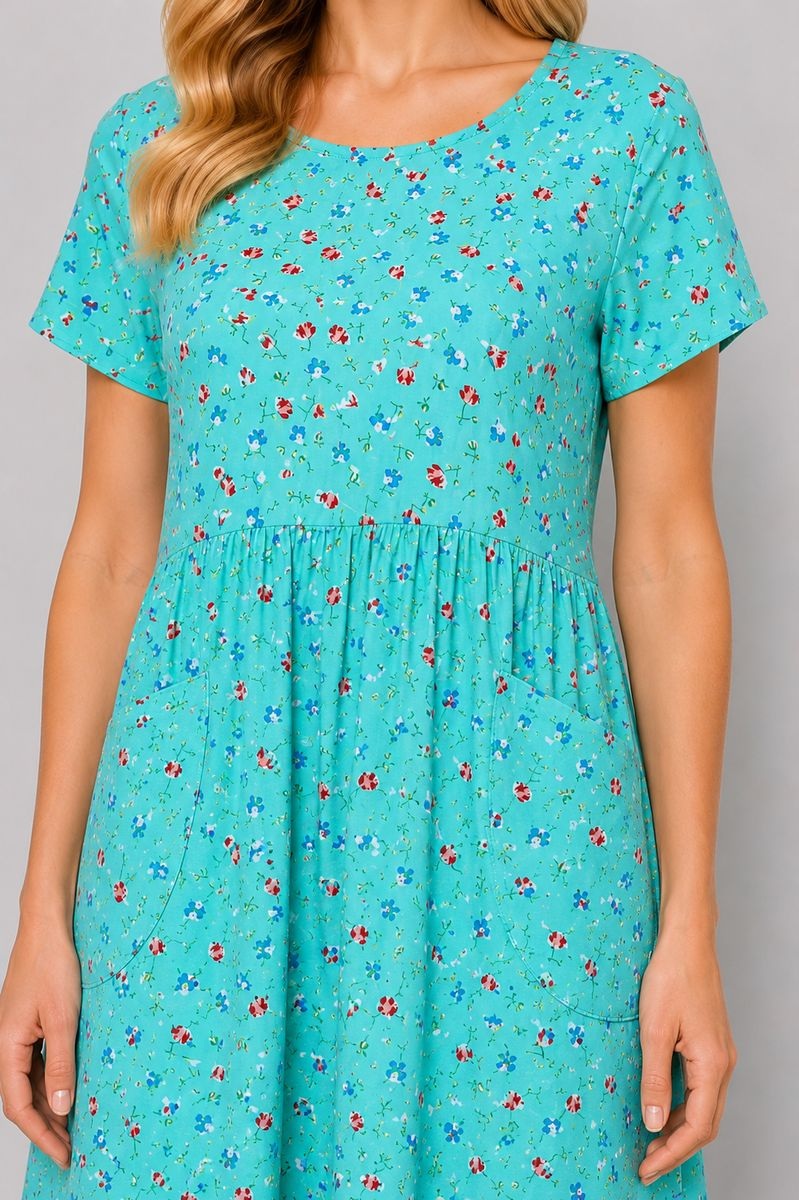 Women's Dress with Print, Mint Color, 214R209-5