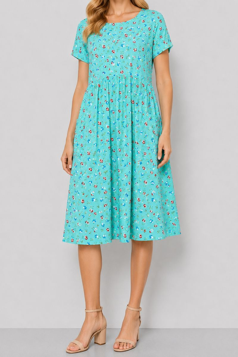 Women's Dress with Print, Mint Color, 214R209-5