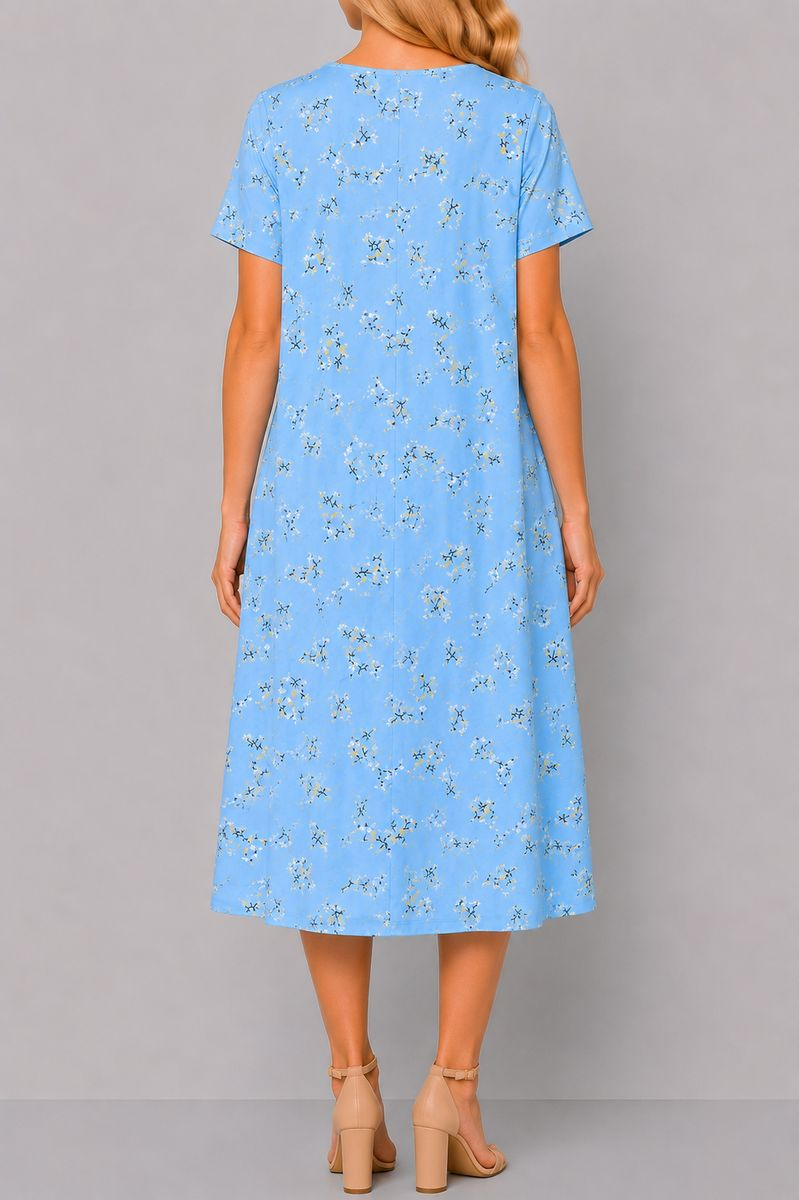Women's dress with print, light blue color, 214R209-5