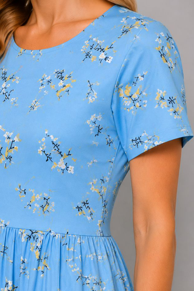 Women's dress with print, light blue color, 214R209-5