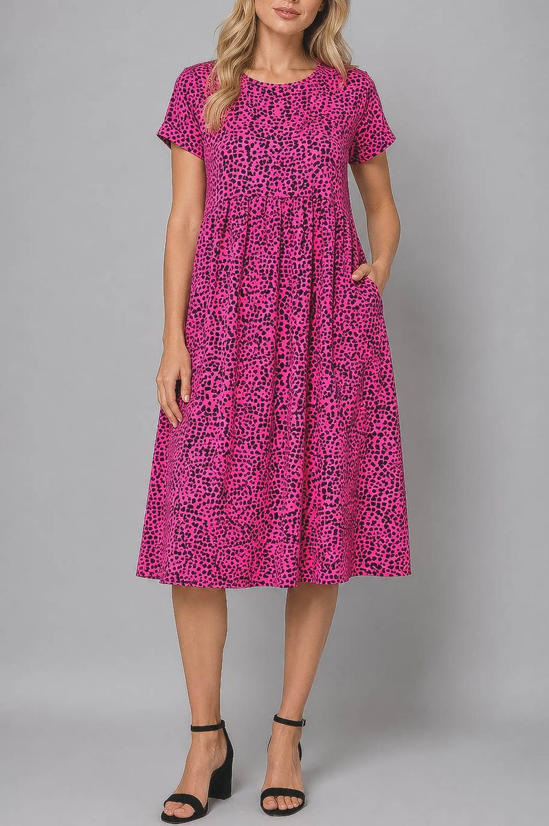 Women's Dress with Print, Pink Color, 214R209-4