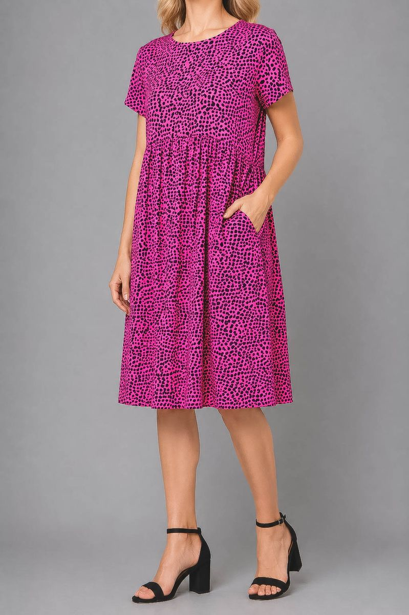 Women's Dress with Print, Pink Color, 214R209-4