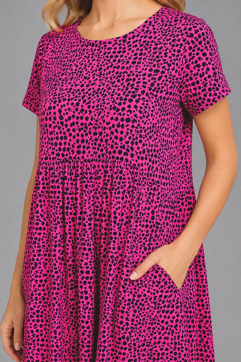 Women's Dress with Print, Pink Color, 214R209-4