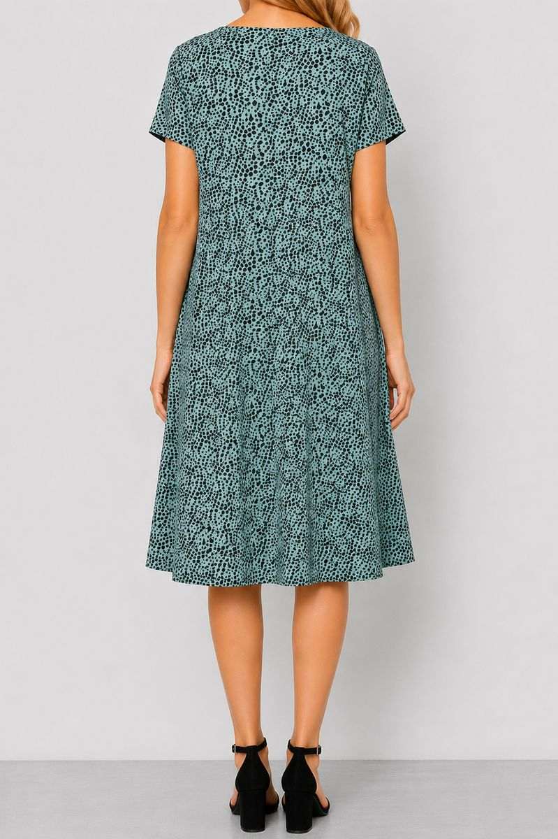 Women's Dress with Print, Olive Color, 214R209-4
