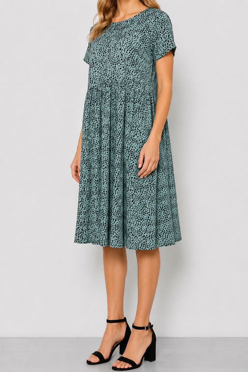 Women's Dress with Print, Olive Color, 214R209-4