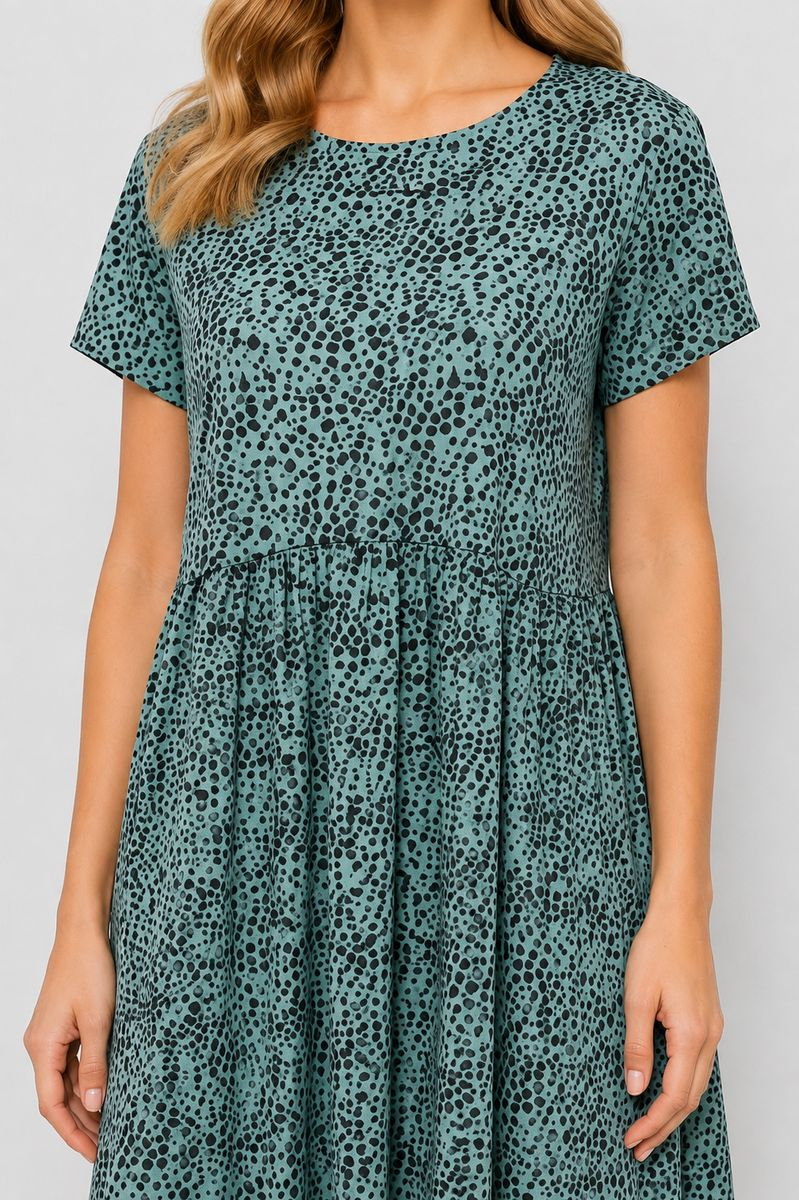 Women's Dress with Print, Olive Color, 214R209-4