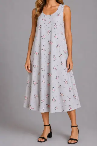 Everyday Sundress Free-Fit Style, Grey Color, 214R207-5
