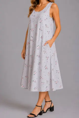 Everyday Sundress Free-Fit Style, Grey Color, 214R207-5