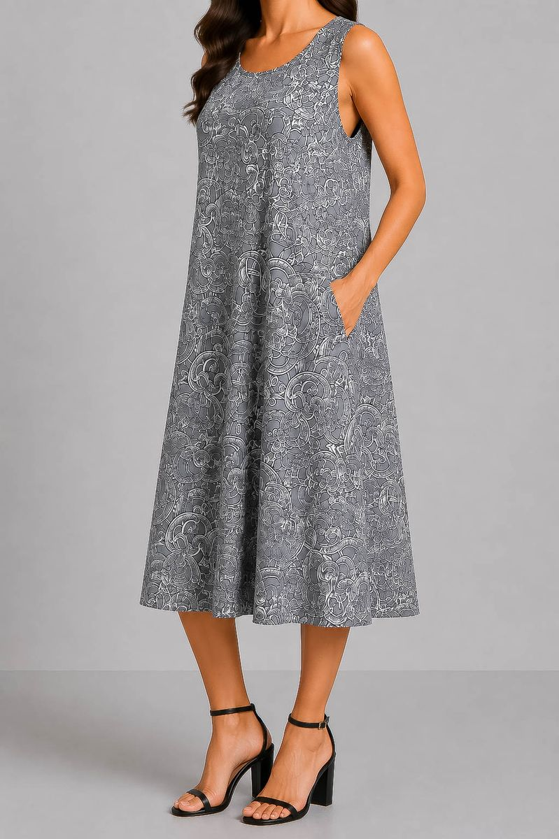 Everyday Dress Free Cut, Gray Color, 214R207-11