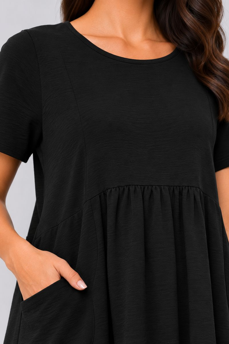 Women's solid everyday dress, black color, 214R209