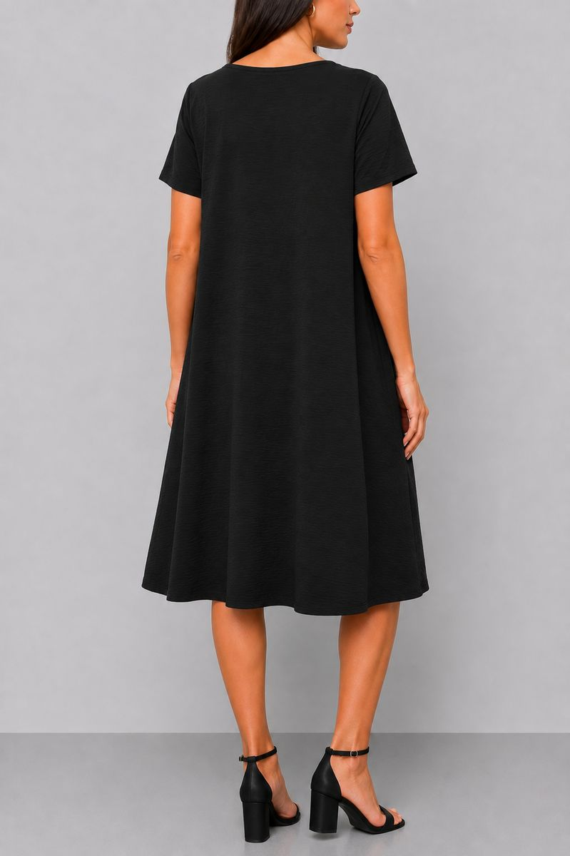 Women's solid everyday dress, black color, 214R209