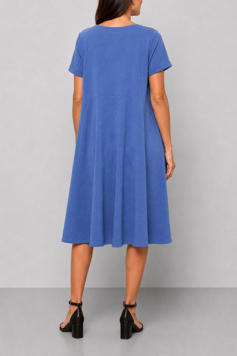 Women's solid everyday dress, denim color, 214R209