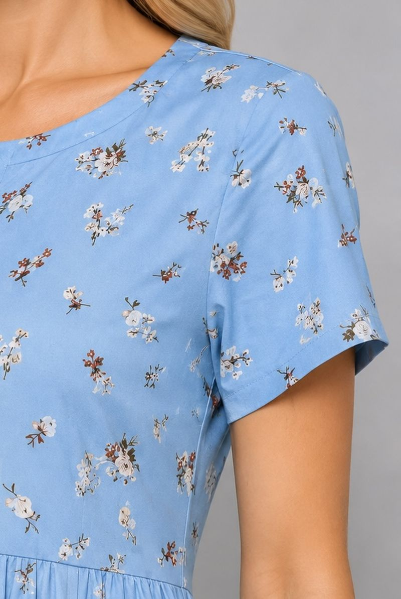 Women's Dress with Print, Blue Color, 214R209-9