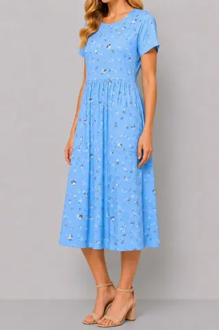 Women's Dress with Print, Blue Color, 214R209-9