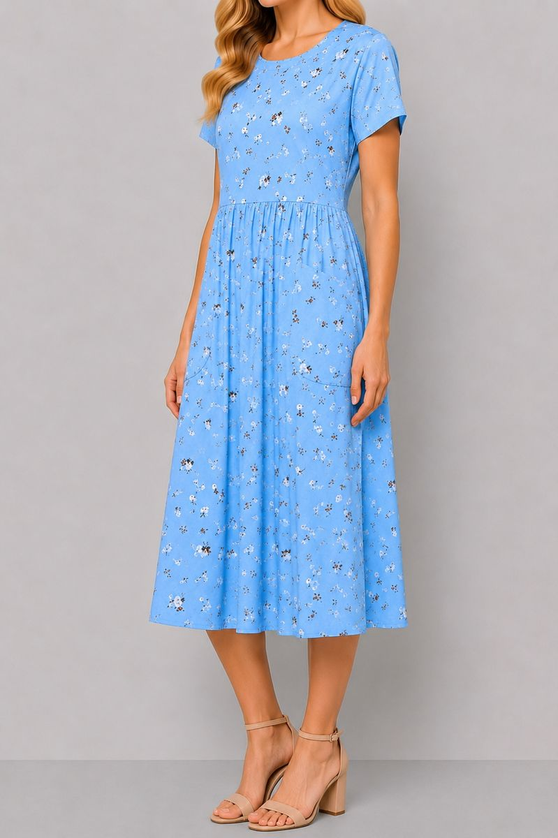 Women's Dress with Print, Blue Color, 214R209-9