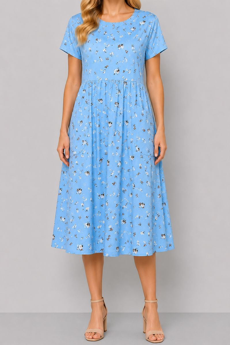 Women's Dress with Print, Blue Color, 214R209-9