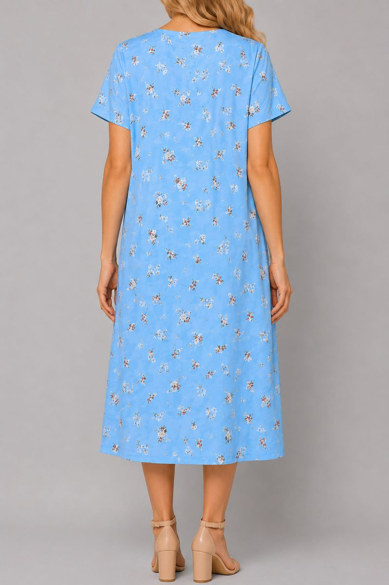 Women's Dress with Print, Blue Color, 214R209-9