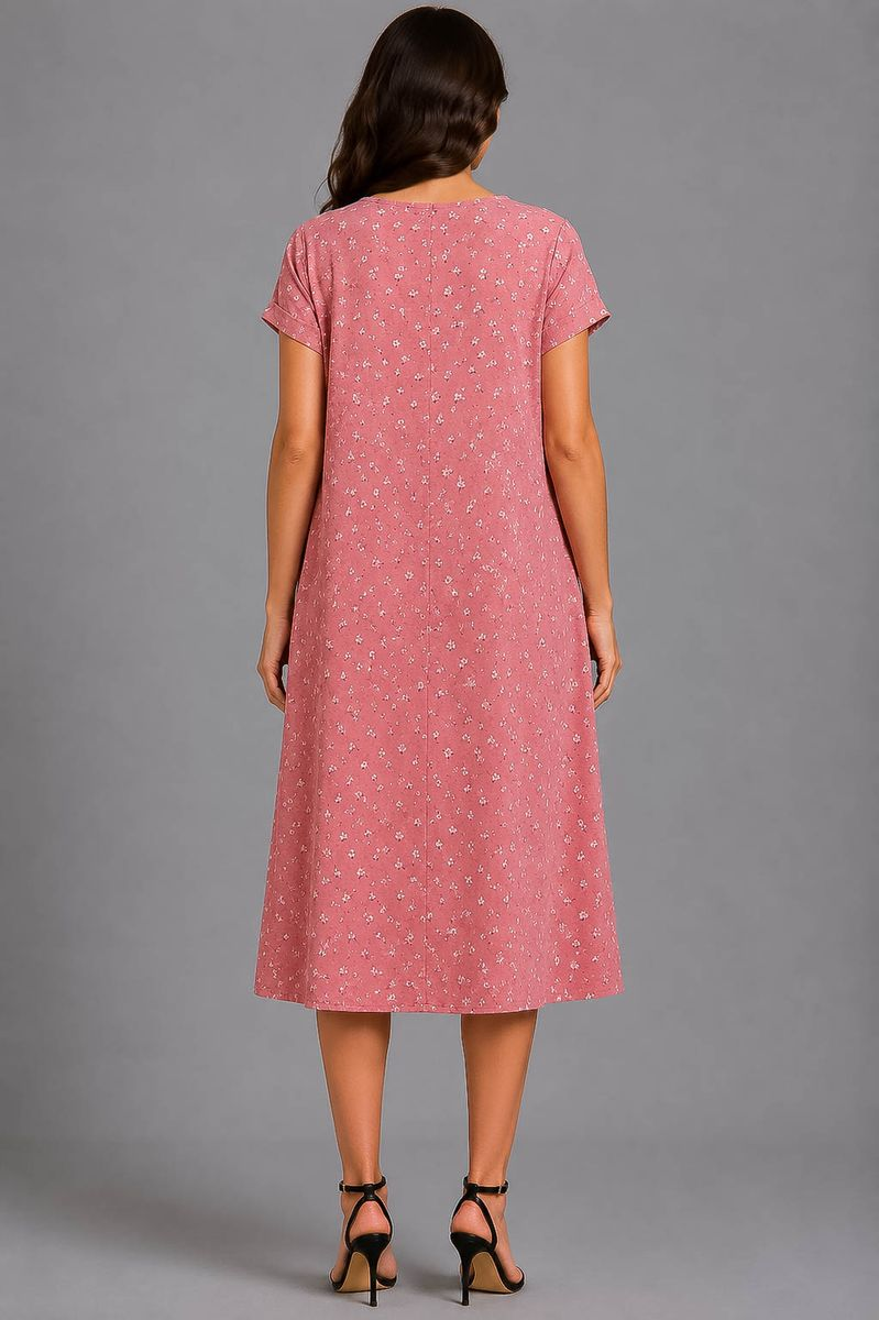 Women's Dress with Print, Powder Color, 214R209-6