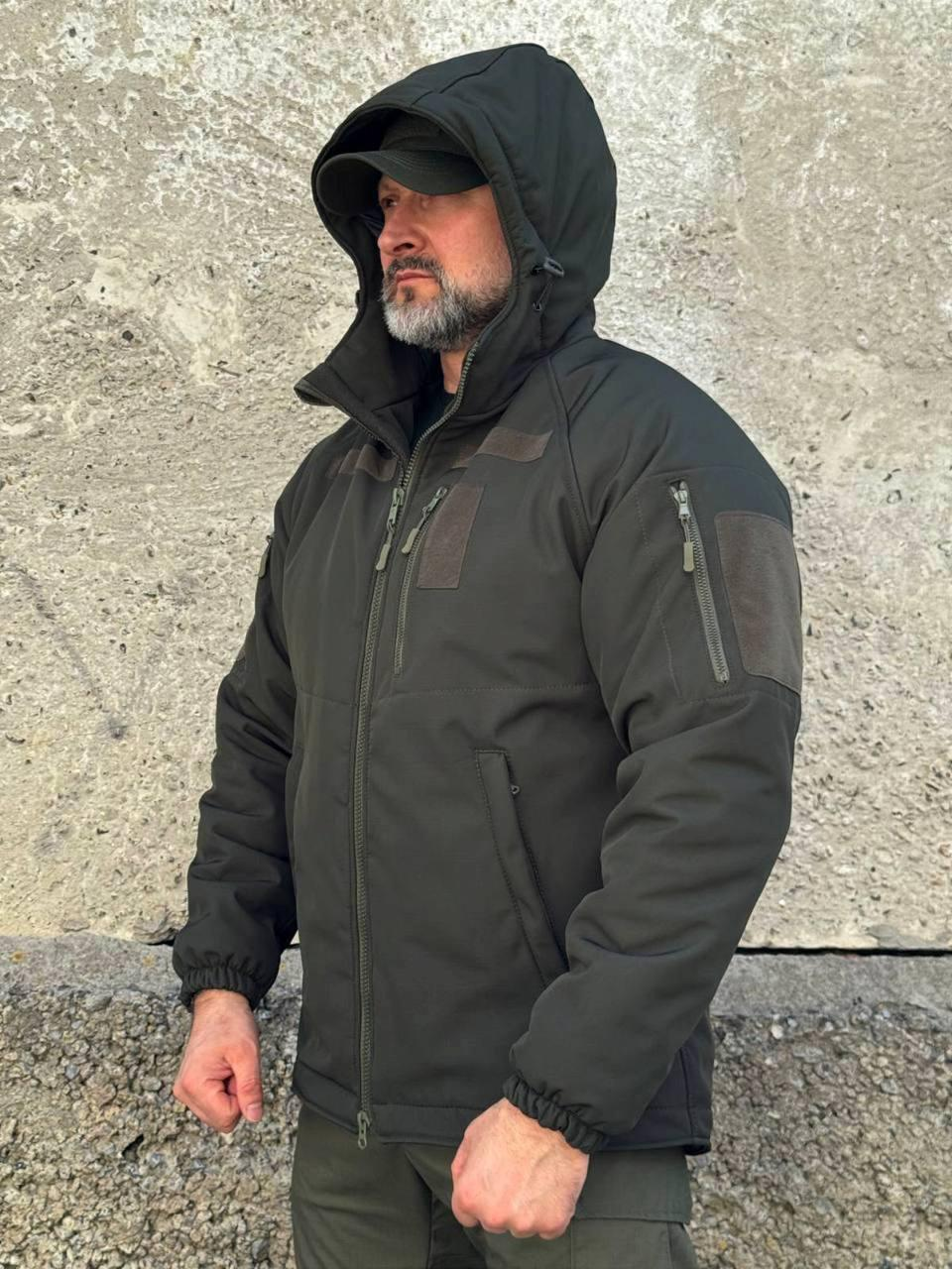 Зимова тактична куртка Soft Shell з утепленням Omni-Heat Olive