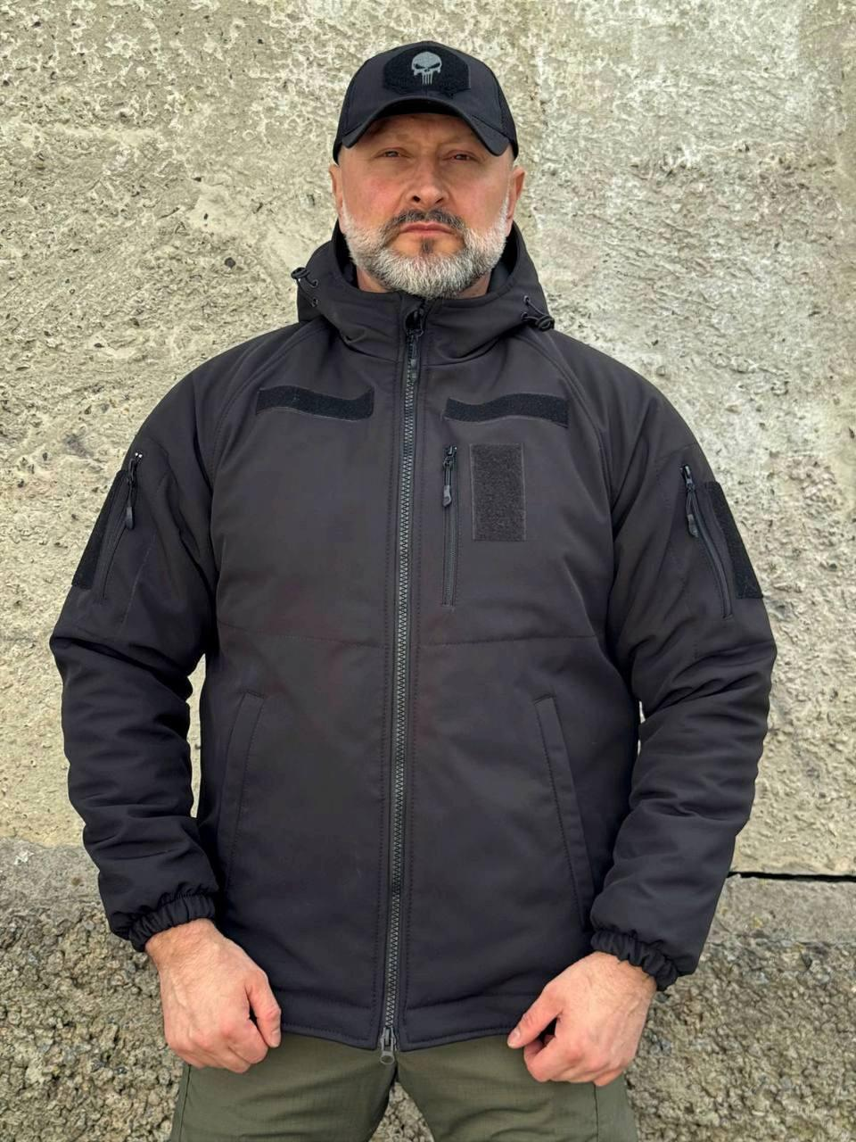 Зимова тактична куртка Soft Shell з утепленням Omni-Heat Black