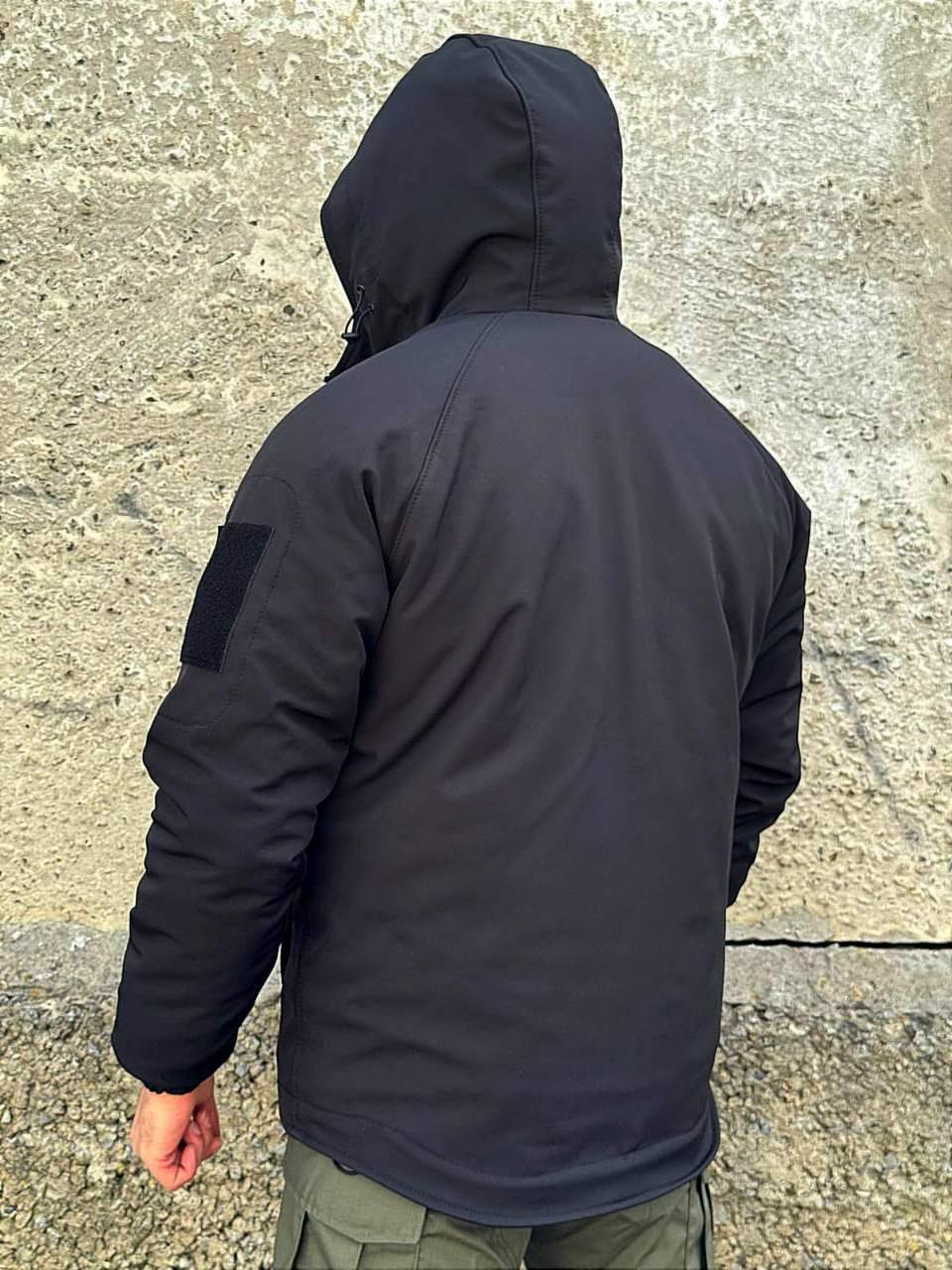 Зимова тактична куртка Soft Shell з утепленням Omni-Heat Black