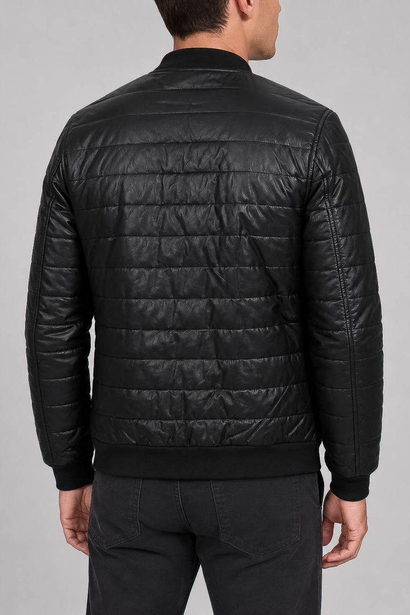Men's Solid Eco-Leather Jacket, Black Color, 243R716-5