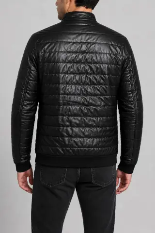 Men's Solid Eco-Leather Jacket, Black Color, 243R715