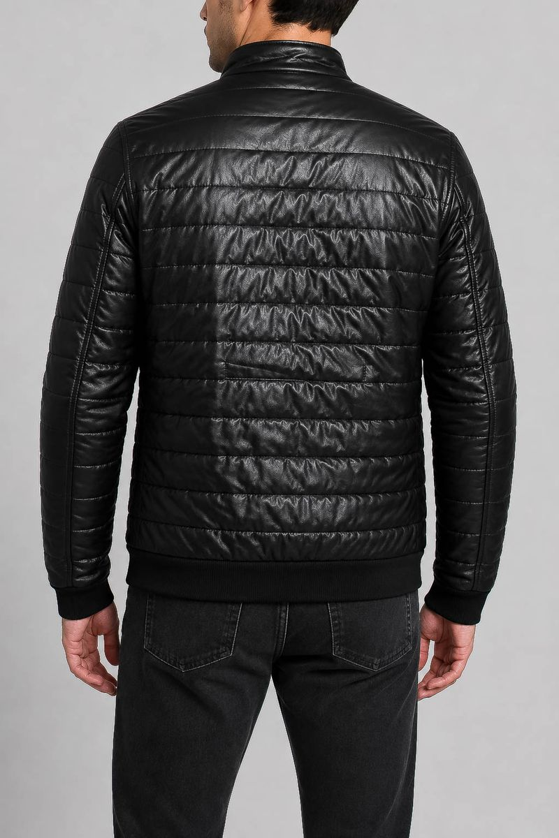Men's Solid Eco-Leather Jacket, Black Color, 243R715