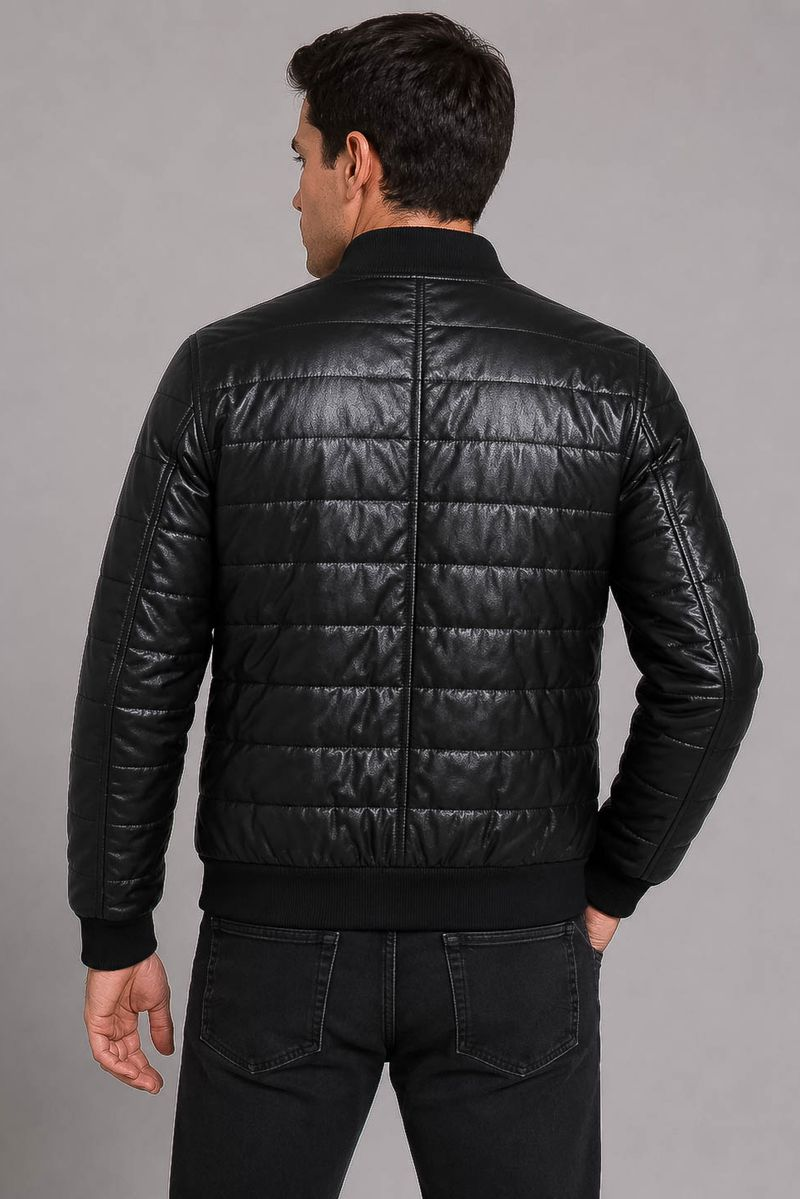 Men's Solid Eco-Leather Jacket, Black Color, 243R1826