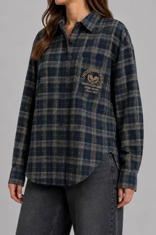Women's checkered shirt, blue color, 257RGZ068