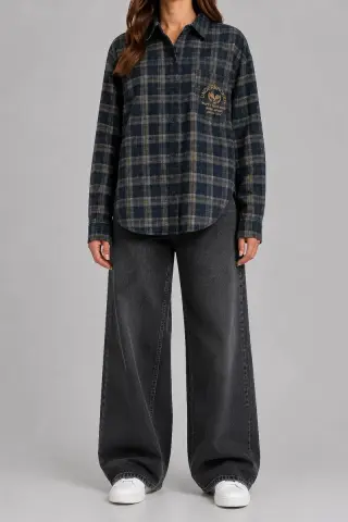 Women's checkered shirt, blue color, 257RGZ068