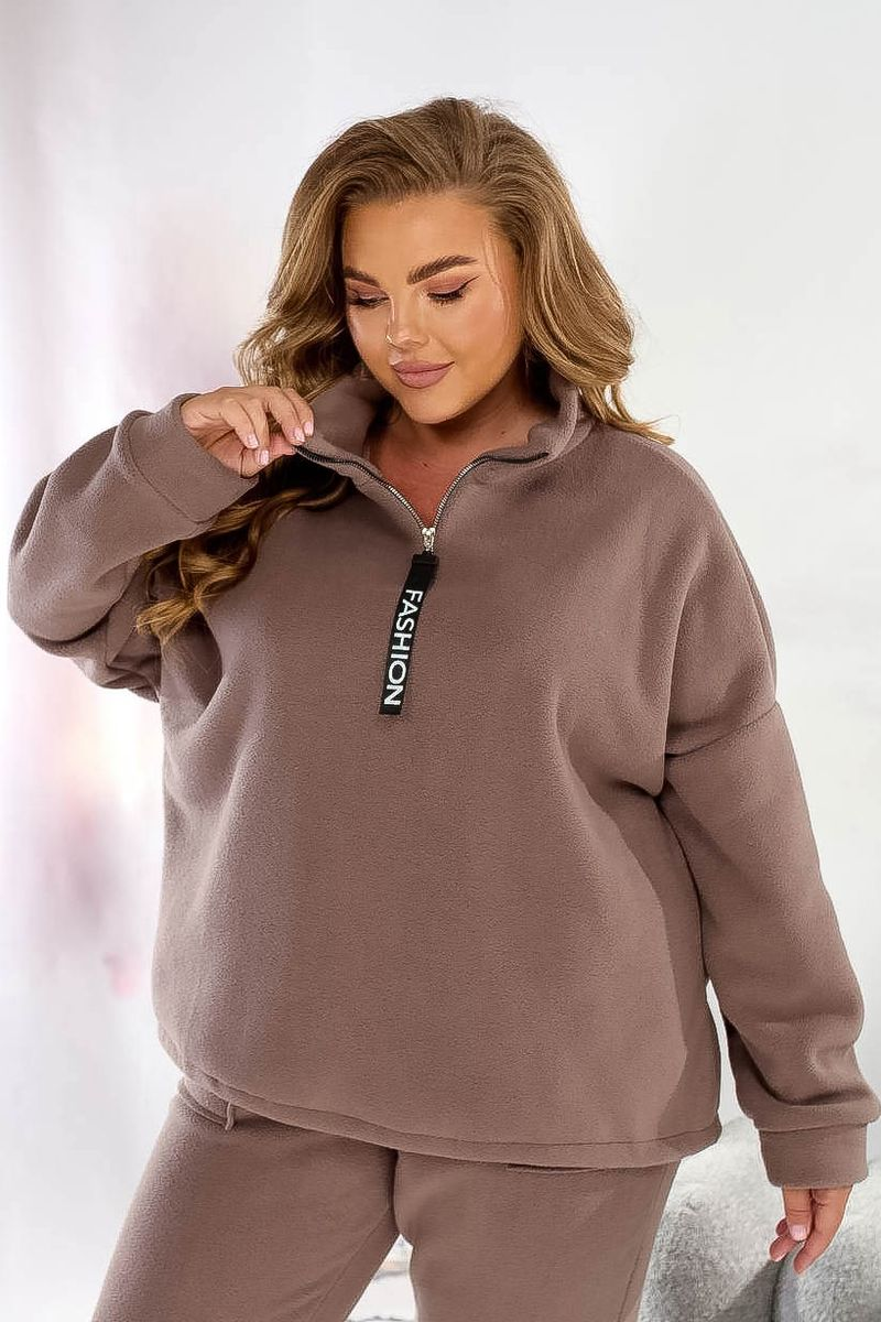 Women's sports suit on fleece, mocha color, 257R90